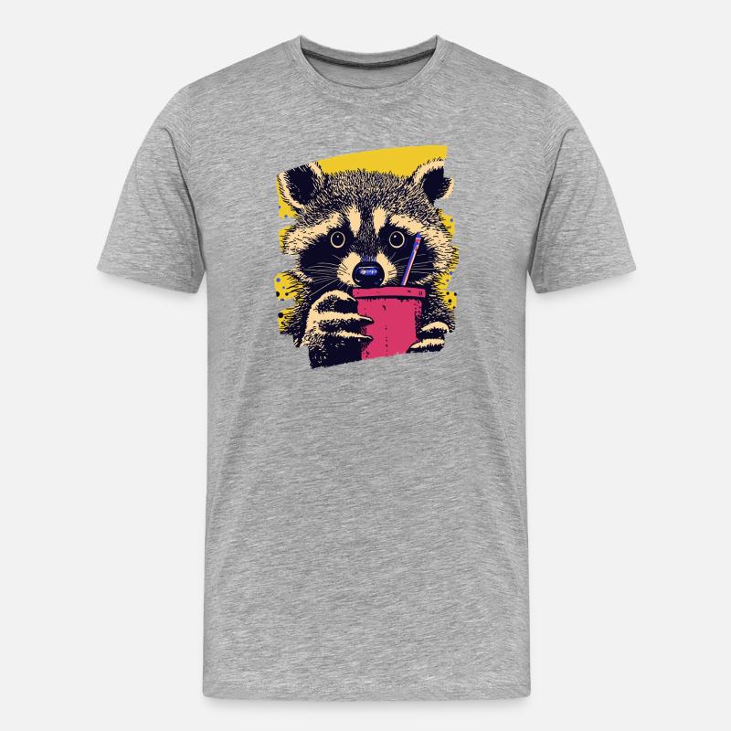 Waschbär - Männer Premium Bio T-Shirt - Grau meliert