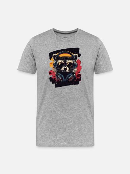 Raccoon - Men's Premium Organic T-Shirt - heather grey