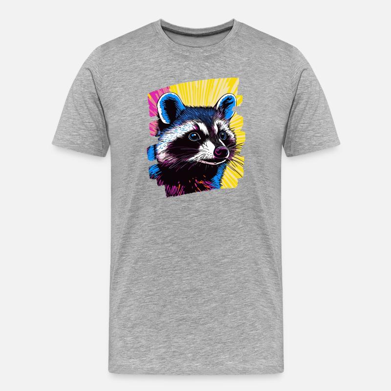 Waschbär - Männer Premium Bio T-Shirt - Grau meliert