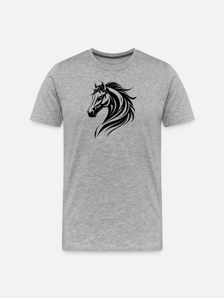 Ausdrucksstarke Pferdezeichnung - Männer Premium Bio T-Shirt - Grau meliert