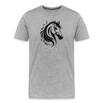 Stilvolles Pferdemotiv in Schwarz - Männer Premium Bio T-Shirt - Grau meliert - Vorne - Damien (186cm)