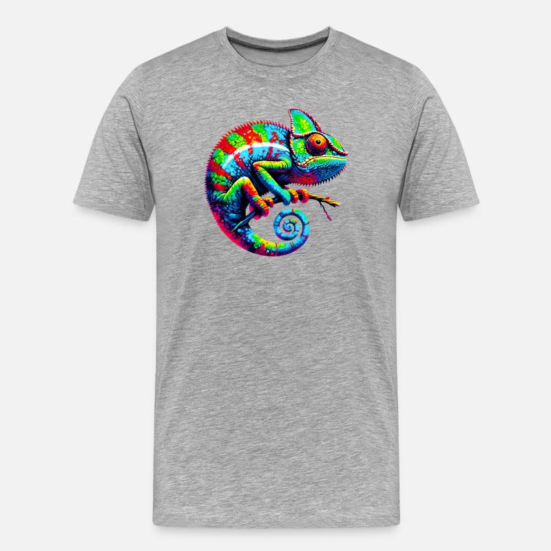 Chamäleon - Männer Premium Bio T-Shirt - Grau meliert