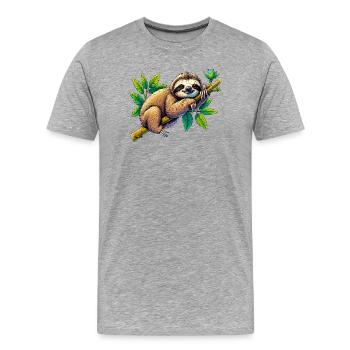 Faultier - Männer Premium Bio T-Shirt - Grau meliert - Vorne - Damien (186cm)