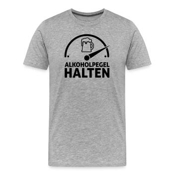 Alkoholpegel halten - Männer Premium Bio T-Shirt - Grau meliert - Vorne - Damien (186cm)