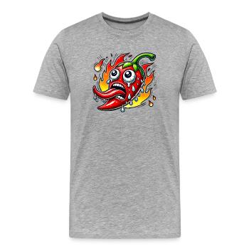 Ultra Scharfe Chili - Männer Premium Bio T-Shirt - Grau meliert - Vorne - Damien (186cm)