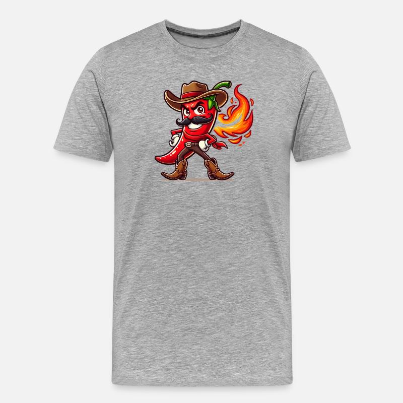 Chili Cowboy - Männer Premium Bio T-Shirt - Grau meliert