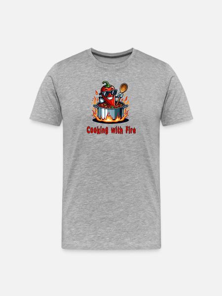 Cooking with fire - Men's Premium Organic T-Shirt - heather grey