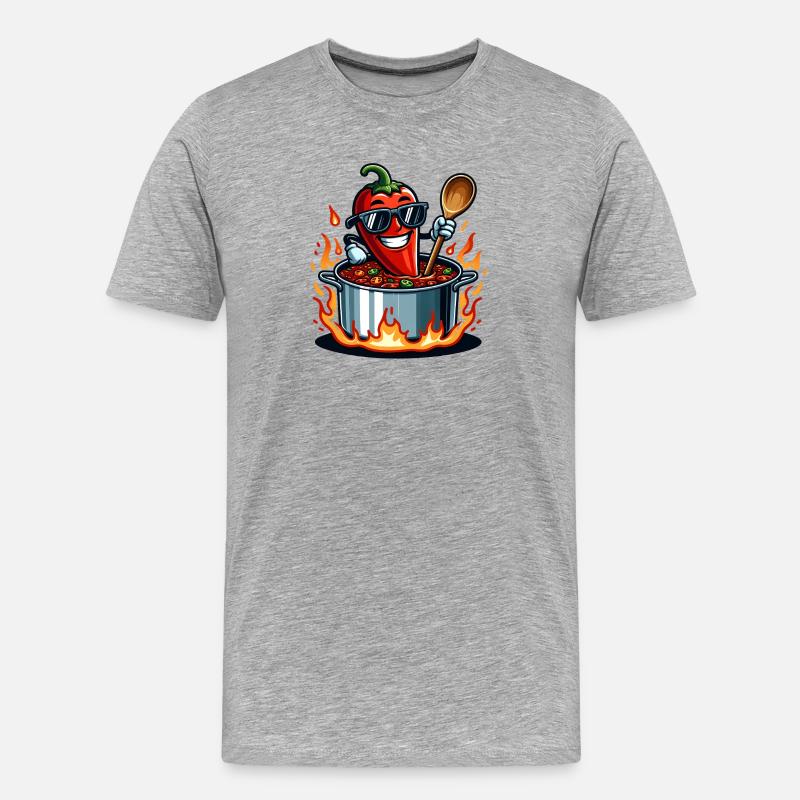 Cuisiner avec le feu - T-shirt bio Premium Homme - gris chiné