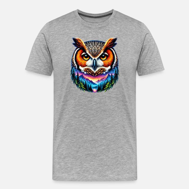 Eule - Männer Premium Bio T-Shirt - Grau meliert