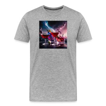 Cocktails avec texte humoristique - T-shirt bio Premium Homme - gris chiné - Devant - Damien (186cm)