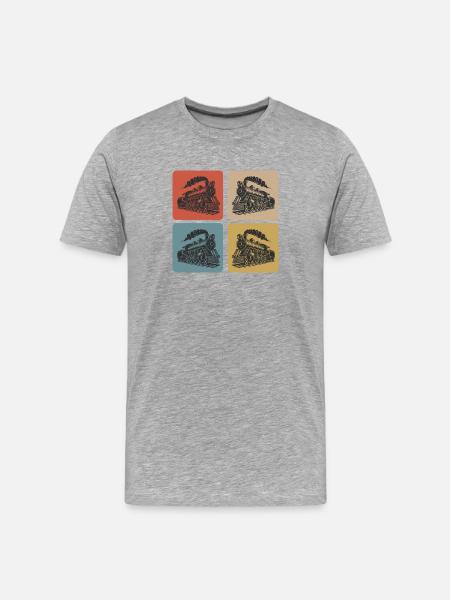 Steam locomotive retro design - Men's Premium Organic T-Shirt - heather grey