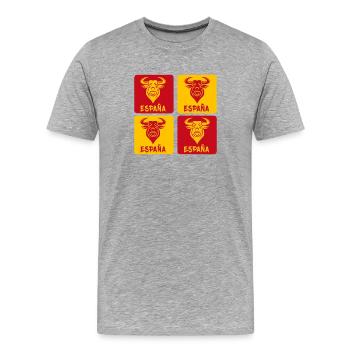 Espagne Taureau National Couleurs Design - T-shirt bio Premium Homme - gris chiné - Devant - Damien (186cm)