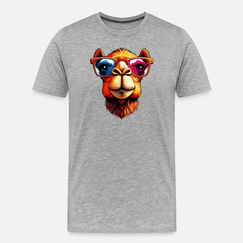 Kamel - Männer Premium Bio T-Shirt - Grau meliert