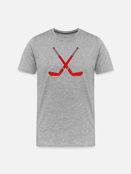 Crossed Hockey Sticks - Men's Premium Organic T-Shirt - heather grey