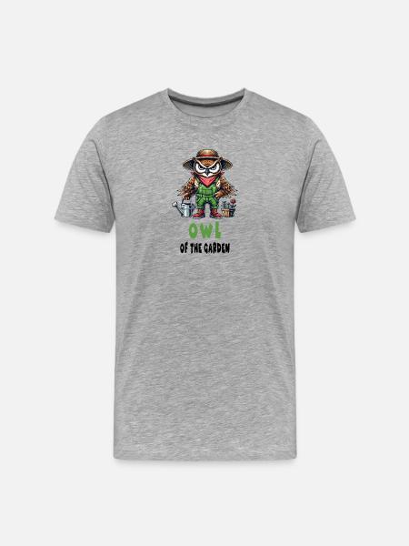 Eule des Gartens Design - Männer Premium Bio T-Shirt - Grau meliert