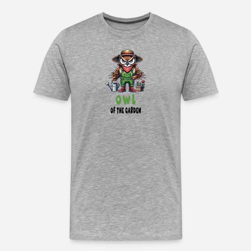 Eule des Gartens Design - Männer Premium Bio T-Shirt - Grau meliert