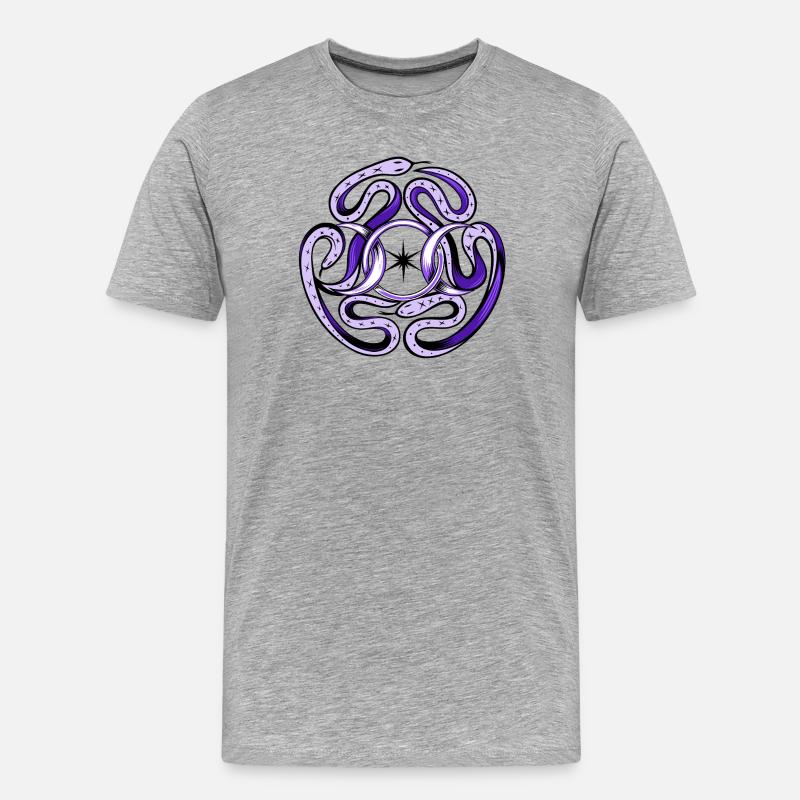 Hekate Snakes - Männer Premium Bio T-Shirt - Grau meliert