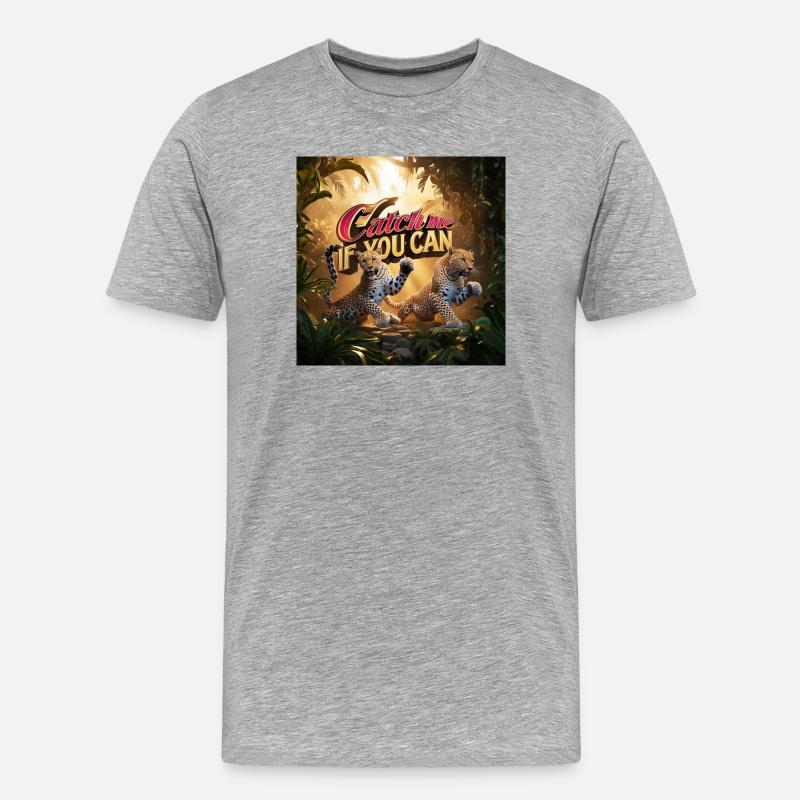 Attrape-moi si tu peux, Léopard - T-shirt bio Premium Homme - gris chiné