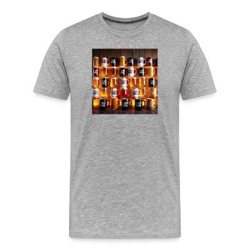 I Love Beer Becher-Muster - Männer Premium Bio T-Shirt - Grau meliert - Vorne - Damien (186cm)
