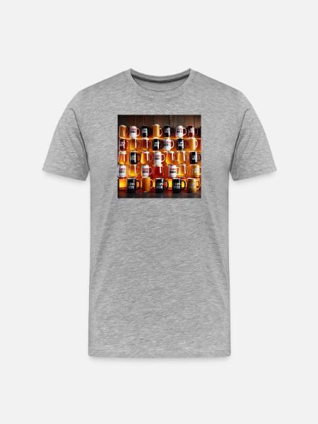 I Love Beer Mug Pattern - Men's Premium Organic T-Shirt - heather grey