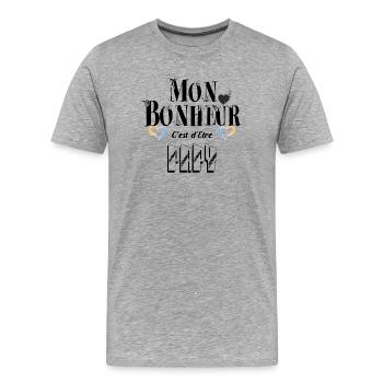 Mon Bonheur C'est d'Etre Papy - T-shirt bio Premium Homme - gris chiné - Devant - Damien (186cm)