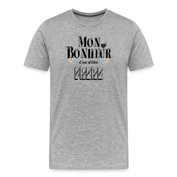 Mon Bonheur C'est d'Etre Frère - T-shirt bio Premium Homme - gris chiné - Devant - Damien (186cm)