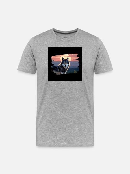Loup / Wolf - T-shirt bio Premium Homme - gris chiné