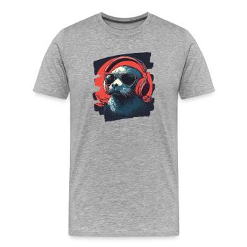 Robbe - Männer Premium Bio T-Shirt - Grau meliert - Vorne - Damien (186cm)