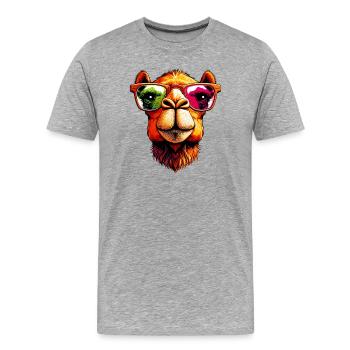 Kamel - Männer Premium Bio T-Shirt - Grau meliert - Vorne - Damien (186cm)