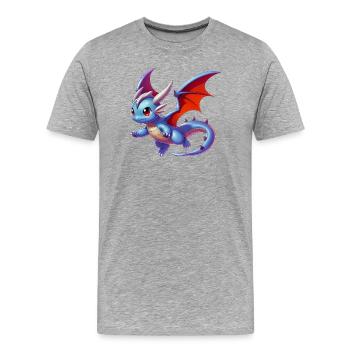 Drache - Männer Premium Bio T-Shirt - Grau meliert - Vorne - Damien (186cm)