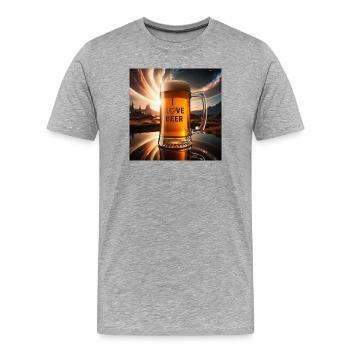 I Love Beer Glasmotiv - Männer Premium Bio T-Shirt - Grau meliert - Vorne - Damien (186cm)