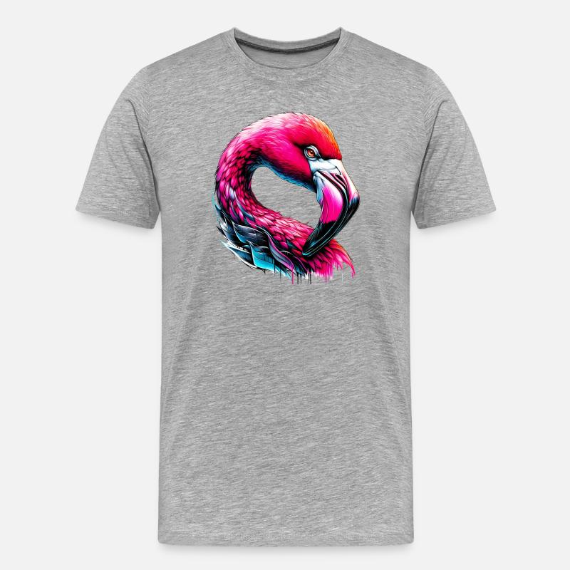 Flamingo - Männer Premium Bio T-Shirt - Grau meliert