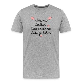 DANKBARKEIT WERTSCHÄTZUNG HERZ - Männer Premium Bio T-Shirt - Grau meliert - Vorne - Damien (186cm)