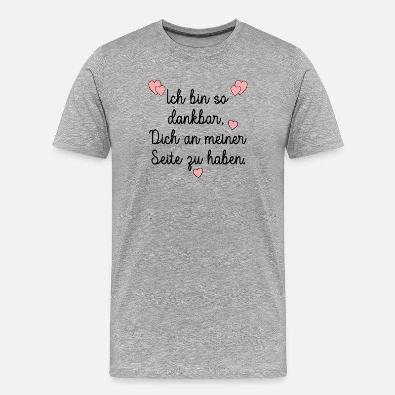DANKBARKEIT WERTSCHÄTZUNG HERZ - Männer Premium Bio T-Shirt - Grau meliert