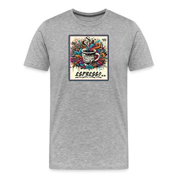 Espresso Graffiti - Men's Premium Organic T-Shirt - heather grey - Front - Damien (186cm)