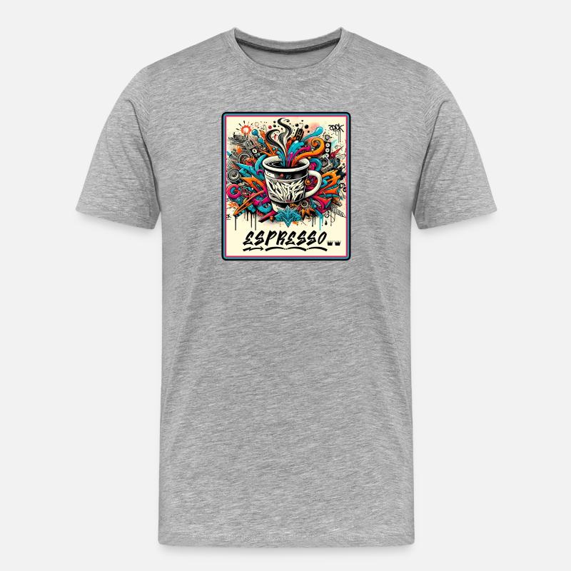 Espresso Graffiti - Männer Premium Bio T-Shirt - Grau meliert