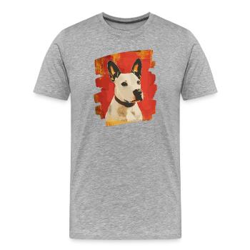 Bull Terrier Chien de combat Race de chien - T-shirt bio Premium Homme - gris chiné - Devant - Damien (186cm)