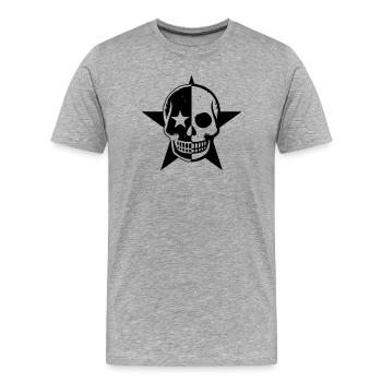 Crâne Noir – Minimalisme Mortel - T-shirt bio Premium Homme - gris chiné - Devant - Damien (186cm)