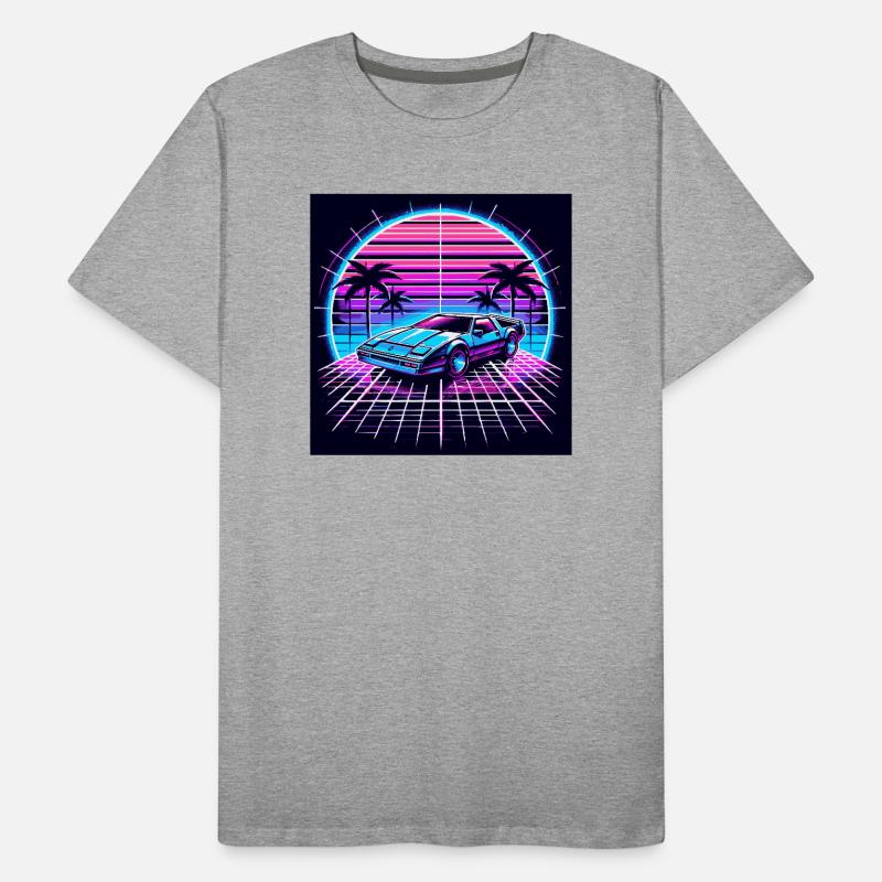80s Synthwave – Neon Dream Car Männer Premium Bio T-Shirt
