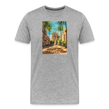 De la rue Barcelona à la Sagrada Família - T-shirt bio Premium Homme - gris chiné - Devant - Damien (186cm)