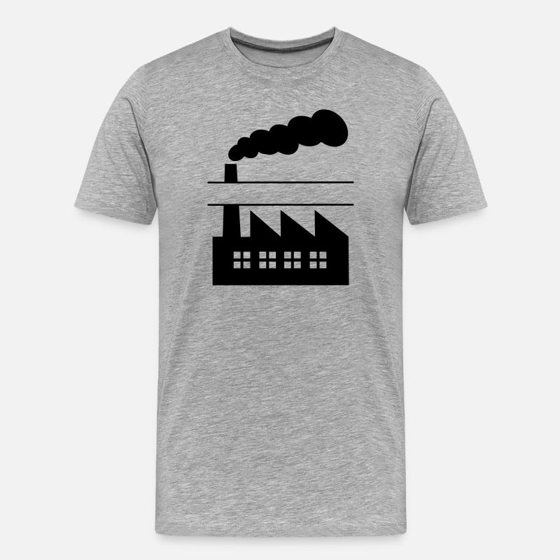 Fabrik mit Rauch-Namensbanner - Männer Premium Bio T-Shirt - Grau meliert