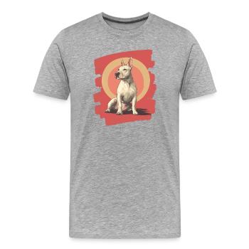 Bull Terrier Chien de combat Race de chien - T-shirt bio Premium Homme - gris chiné - Devant - Damien (186cm)