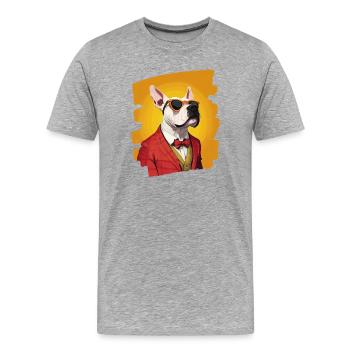 Bull Terrier Chien de combat Race de chien - T-shirt bio Premium Homme - gris chiné - Devant - Damien (186cm)
