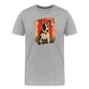 Bull Terrier Chien de combat Race de chien - T-shirt bio Premium Homme - gris chiné - Devant - Damien (186cm)