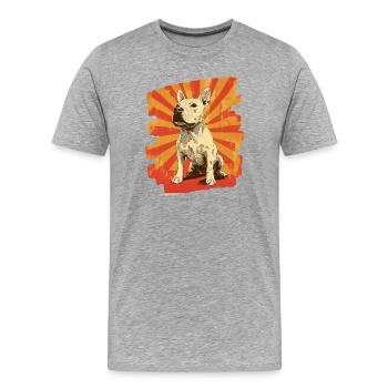 Bull Terrier Chien de combat Race de chien - T-shirt bio Premium Homme - gris chiné - Devant - Damien (186cm)
