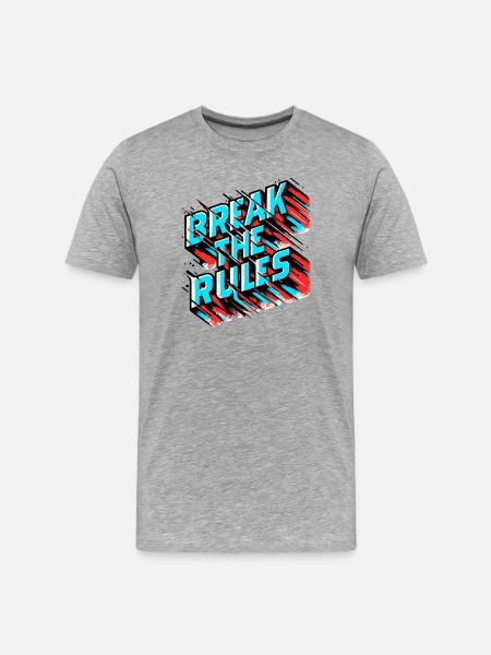 Break the Rules – Glitch Effect - Männer Premium Bio T-Shirt - Grau meliert