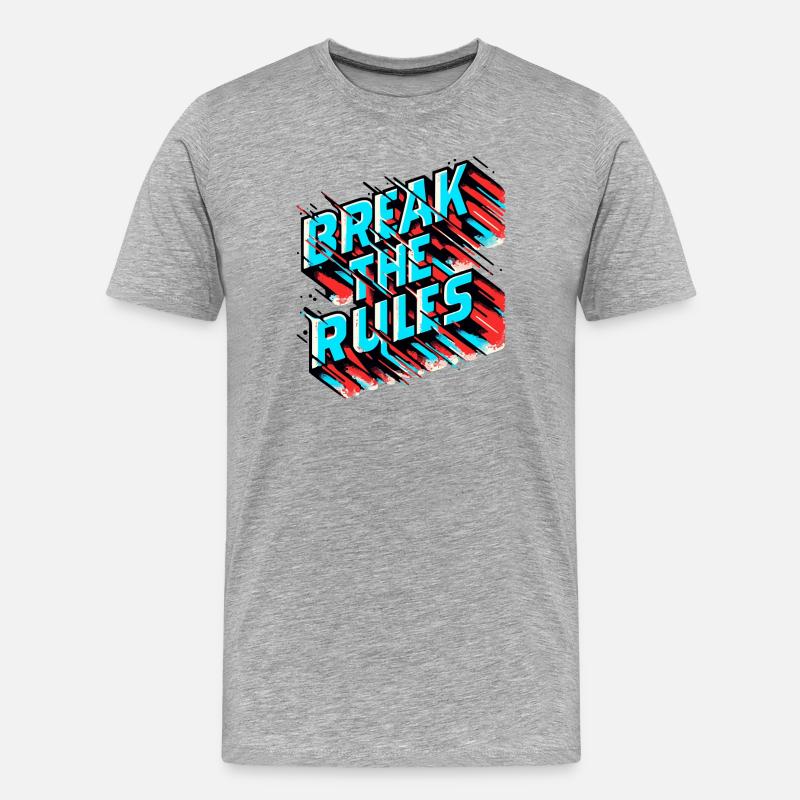 Break the Rules – Glitch Effect - Männer Premium Bio T-Shirt - Grau meliert