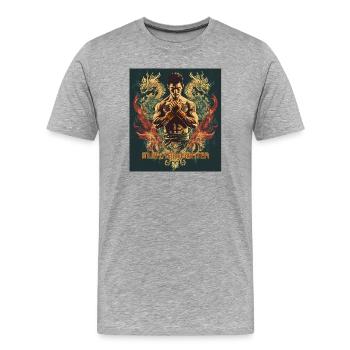 Muay Thai Drachenwut - Männer Premium Bio T-Shirt - Grau meliert - Vorne - Damien (186cm)