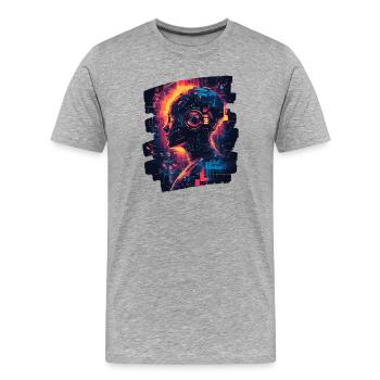 Cyberpunk Cyborg - Men's Premium Organic T-Shirt - heather grey - Front - Damien (186cm)