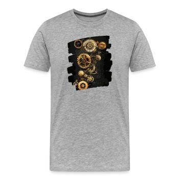 Steampunk Clockwork - Men's Premium Organic T-Shirt - heather grey - Front - Damien (186cm)